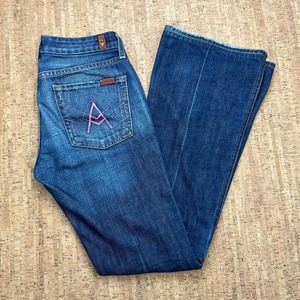 7 For All Mankind Pink Stitched "A" Pocket Jeans Women's Size 27 Medium Wash
